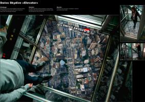 Рекламный трюк с лифтом.